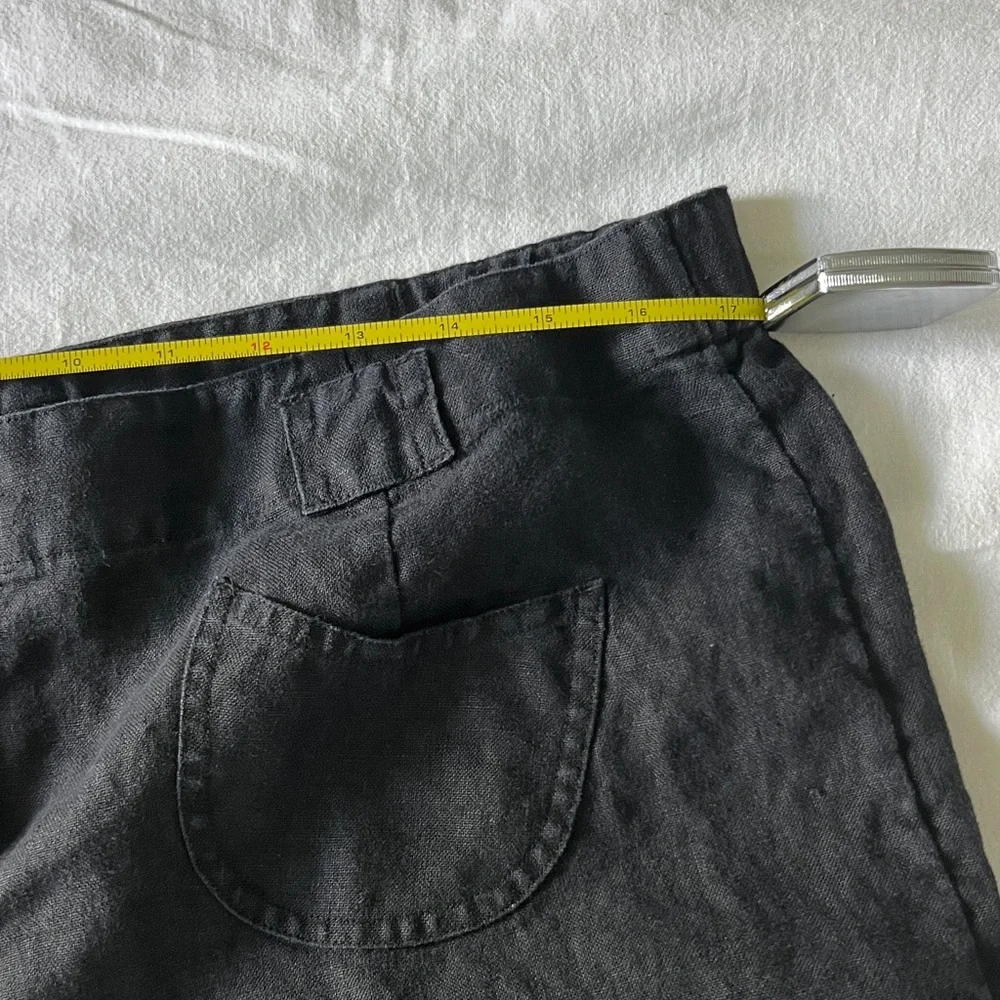 J. Jill Black 100% Linen Crop Trousers Sz 12P - Picture 7 of 9